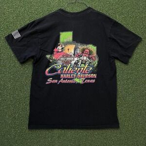 Harley Davidson San Antonio USA Made American History Biker Graphic Tee Shirt